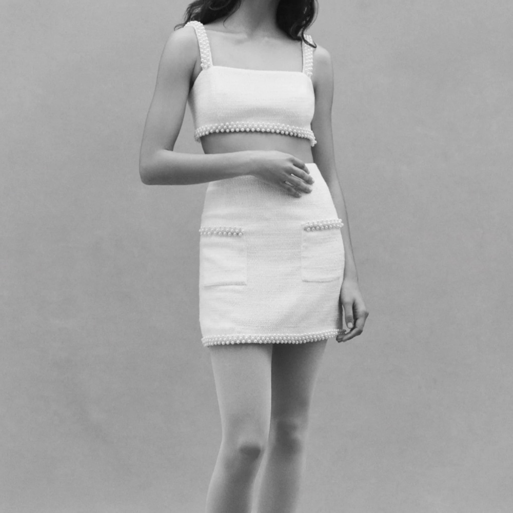 Anthropologie Hutch Adley Pearl-Trimmed Tweed Bridal Set - Picture 4 of 5